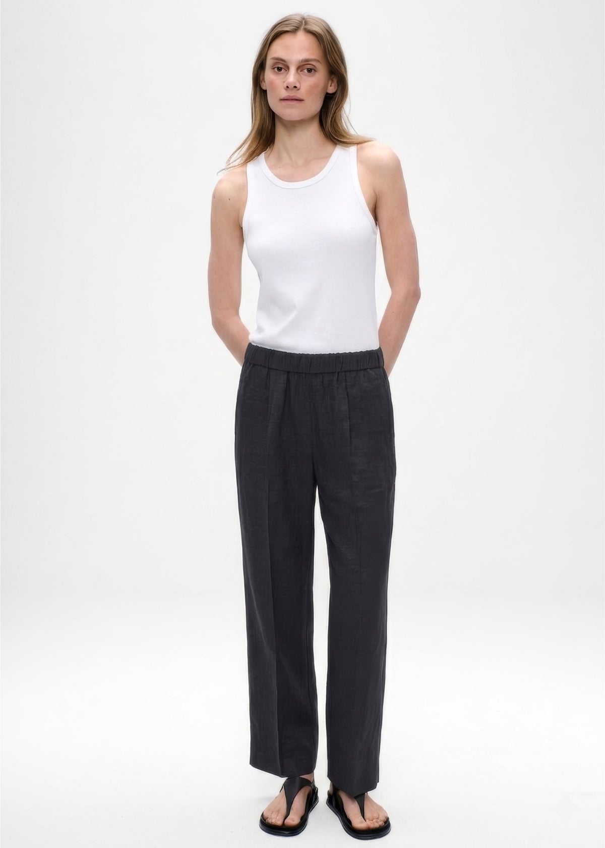 PANTALON SYDNEY EN VISCOSE ET LIN FIN